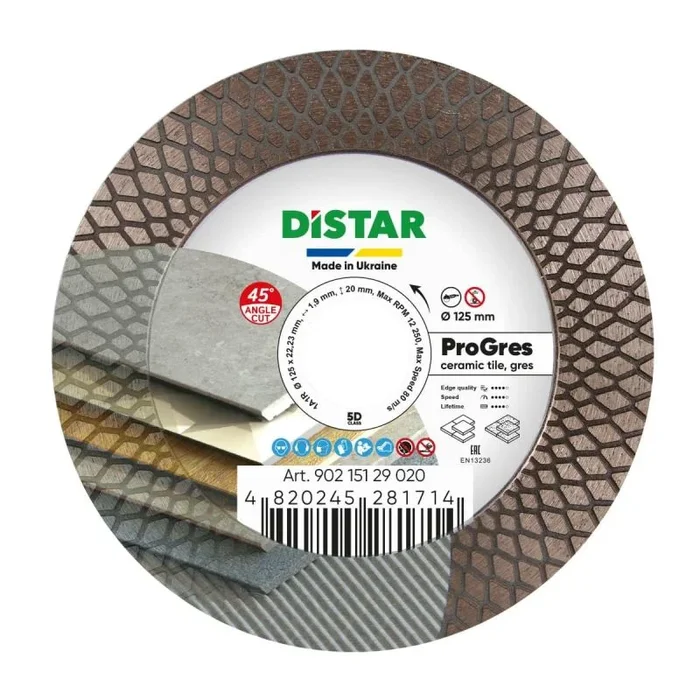 Distar Disco Diamantado Progresivo 125 x 1,9 x 8/20 x 22,23 mm, corte preciso para cerámica, gres y piedra, alta durabilidad y rendimiento, ideal para trabajos profesionales