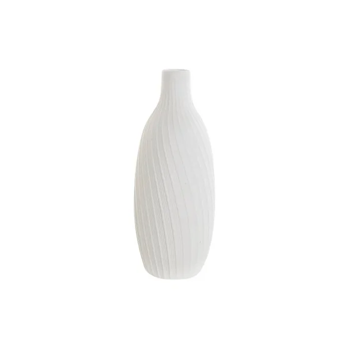 DKD Home Decor Jarrón Color Blanco, de cerámica (8 x 8 x 19,5 centímetros)