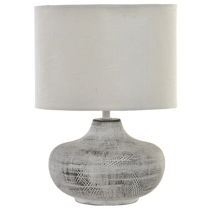 DKD Home Decor Lámpara de Mesa Color Blanco y Gris, de gres (2 Unidades) (22 x 22 x 31 centímetros)