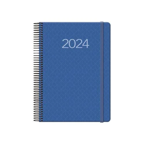 Dohe – Agenda 2025 – Día por Página, A5 (14×20 cm), 12 Meses Enero a Diciembre, Cierre de Anillas, Planificador Anual en Español, Material de Oficina – NEWPORT Azul