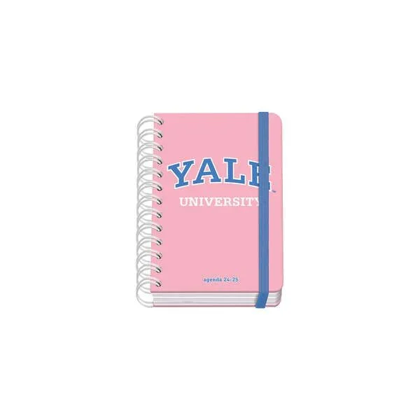 Dohe – Agenda Escolar 2024 2025 – Día Página, Tamaño A6 (12×17 cm), Cierre Anillas y Goma, Español e Inglés, 4 Páginas de Pegatinas, Septiembre a Junio, Material Escolar – Yale University Pink Lady