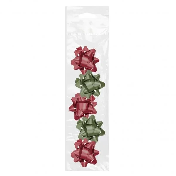 Dohe chic pack de 5 lazos para regalo – forma de estrella – tamaño 5.6cm – colores rojo y verde