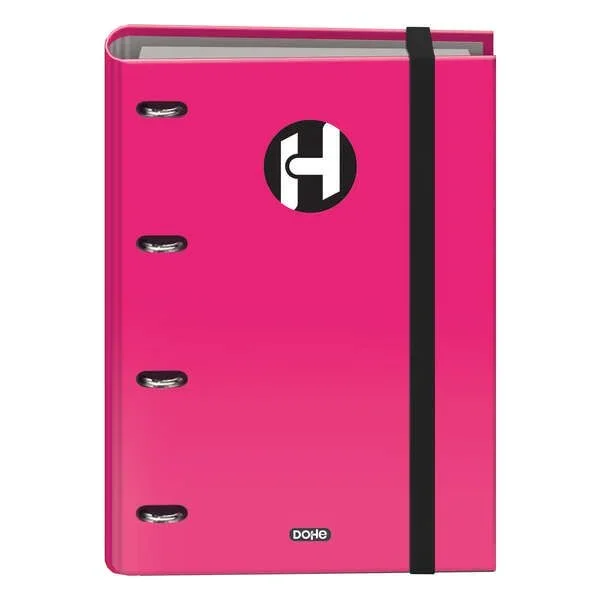 Dohe serie icon carpeta de 4 anillas formato a4 con recambio de 100 hojas de 90 gr y 4 taladros – cierre con goma elastica – anillas de 35mm – color rosa fucsia