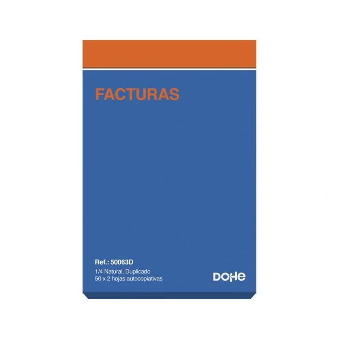 Dohe talonario de facturas – cuarto natural – 50×2 hojas autocopiativas – duplicado