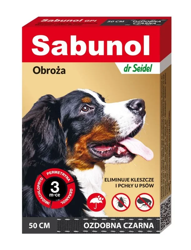 dr Seidel Obroża ozdobna 50 cm Negro Perro Collar antipulgas y antigarrapatas