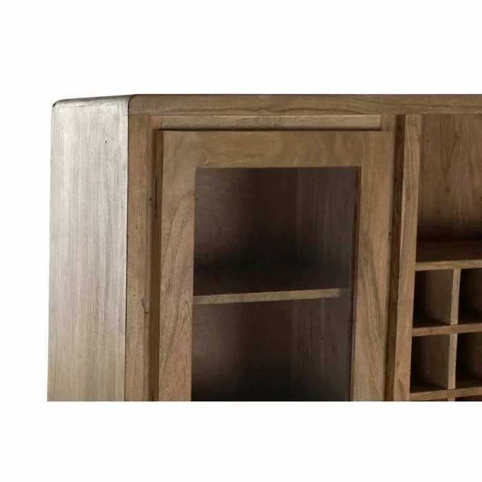 DT MB-177689 Vitrina Acacia y Cristal Botellero Marrón, 160 x 41 x 153 cm