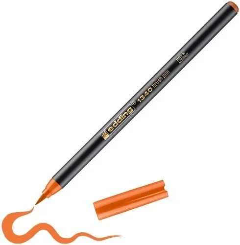 edding 1340 rotulador con punta de pincel flexible – naranja – 1 rotulador para pintar, escribir y dibujar – diarios de viñetas, manuscritos, mandalas, caligrafía