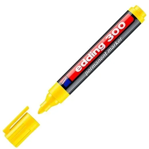 Edding – Rotuladores permanentes, 300, punta media, 6 unidades, 1,5-3 mm, color amarillo