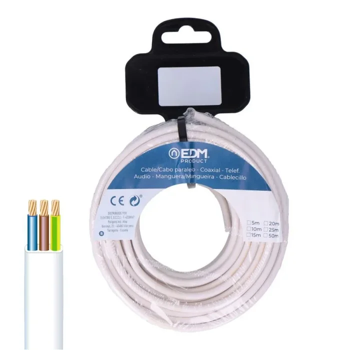 EDM Carrete Manguera Plana Blanca 3×1 25M (Audio)