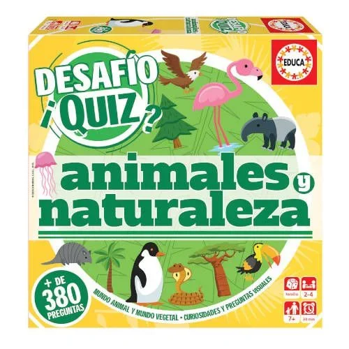 Educa – Desafio Quiz, Animales y Naturaleza, Juego de Mesa con 380 Preguntas Donde los Jugadores conocerán más sobre Animales y Naturaleza, Recomendado a Partir de 6 años (18219)