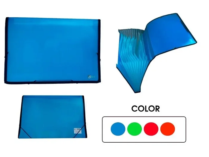 Ekrit clasificador 13 separadores polipropileno opaco folio con costura de tela rojo