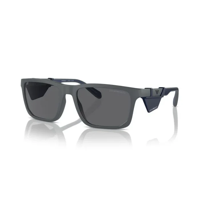 Emporio Armani Gafas de sol rectangulares Ea4219 para hombre, Gris, 57 mm