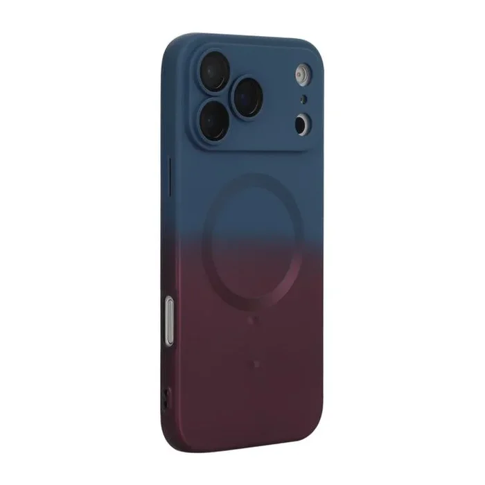 ENKAY Hat-Prince MagSafe – Funda de silicona con degradado arcoíris y protector de lente para iPhone 17 Pro (azul oscuro)