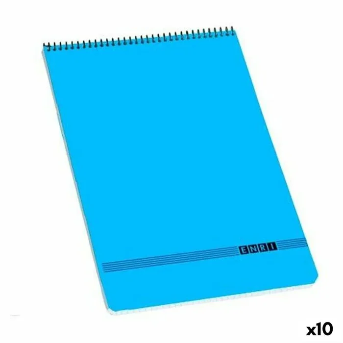 Enri, Bloc de Notas con Espiral, Tapa Blanda, Cuadrícula 4×4, Formato 4º (15,5 x 21,5 cm), 80 Hojas, Pack 10 Libretas, Color Azul