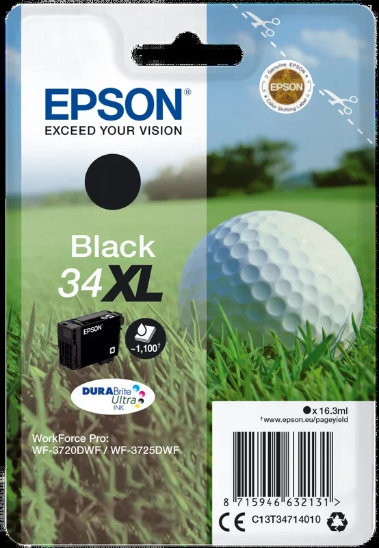 Epson C13T34714010 – Cartucho de inyección, color negro válido para EPSON WorkForce Pro WF-3720DWF / WF-3725DWF, Ya disponible en Amazon Dash Replenishment