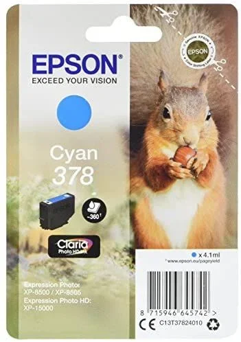 Epson Squirrel Singlepack Cyan 378 Claria Photo HD Ink