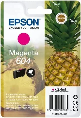 Epson Tinta Original Cartucho Magenta 604 Tamaño Estándar