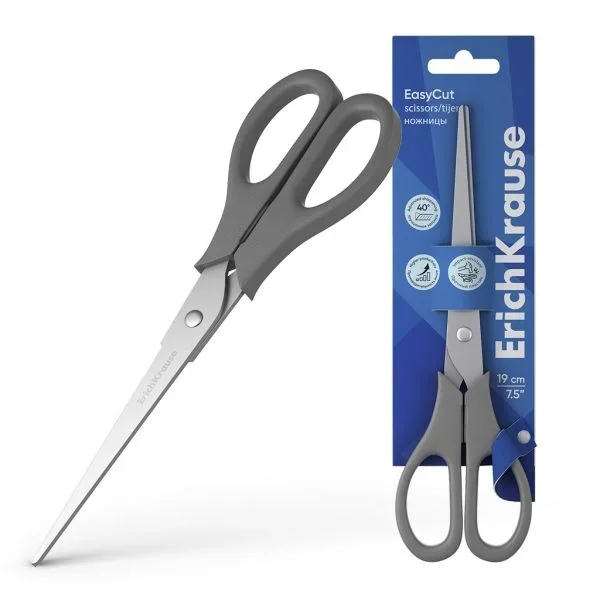 Erichkrause easycut tijeras de acero inoxidable 19cm – doble afilado avanzado – colores surtidos aleatorios