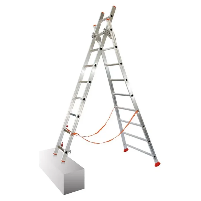 Escalera combinada, aluminio, tipo atlanta, longitud: 2 m, 2 x 7 peldaños