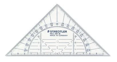 Escuadra Staedtler 568 38 Mars. Para geometría, 16 cm, resistente, fácil de manejar, con funda de poliuretano