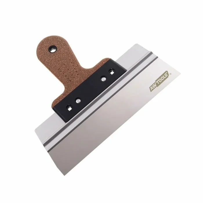 Espátula de acero inoxidable Awtools 300mm/60mm, con mango de corcho, ideal para trabajos de fachada, herramienta profesional de alta resistencia para acabados exteriores.