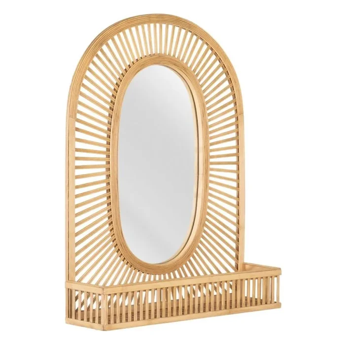 Espejo de pared beige cristal ratán 61 x 15 x 76 cm