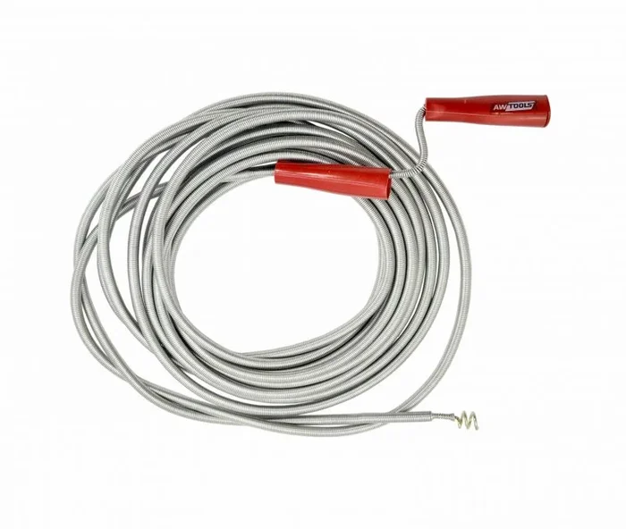 Espiral de canalización Awtools, modelo 10mm x 7m, ideal para desatascos y reparaciones, flexible, duradera, resistente, perfecta para tuberías de 10 mm, fácil de usar