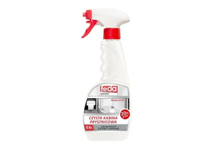 Espuma limpiadora para cabinas de ducha Feda H-25, 0.6L, acción profunda para eliminar cal y residuos, manteniendo el baño impecable