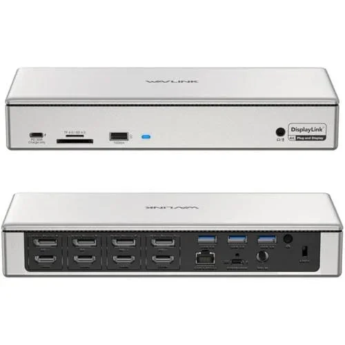 Estación de Acoplamiento Wavlink UG69PD12 Displaylink para Cuatro Monitores Compatible con Portátiles M1 M2 Mac y Windows Enchufe EE.UU