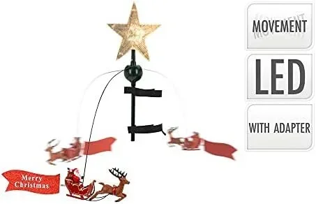 Estrella con led para coronar árbol de navidad con movimiento. 22x8x51cm