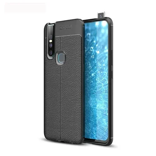 Estuche a Prueba de Golpes de TPU con Textura de Litchi para Vivo V15 (Negro)