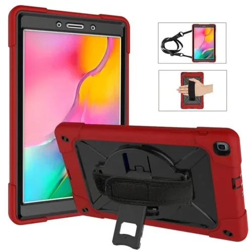 Estuche combinado de silicona y PC para Galaxy Tab A 8.0 T290 (2019) con soporte (Rojo + Negro)