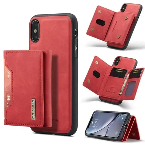 Estuche Contraportada Dg.Ming M2 Series 3-Fold Multi Card Bag con Billetera y Soporte para iPhone Xs (Rojo)