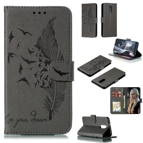 Estuche de Cuero con Tapa Horizontal y Textura de Litchi para LG Stylo 4 con Billetera y Soporte