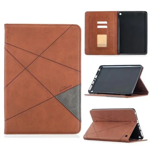 Estuche de Cuero Magnético para Amazon Kindle Fire HD8 (2020) con Tapa Horizontal, Textura Rombo, Soporte y Ranuras para Tarjetas (Marrón)