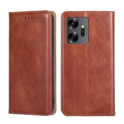 Estuche de Cuero Magnético para Infinix Zero 20 de Color Sólido Aceite Brillante (Marrón)