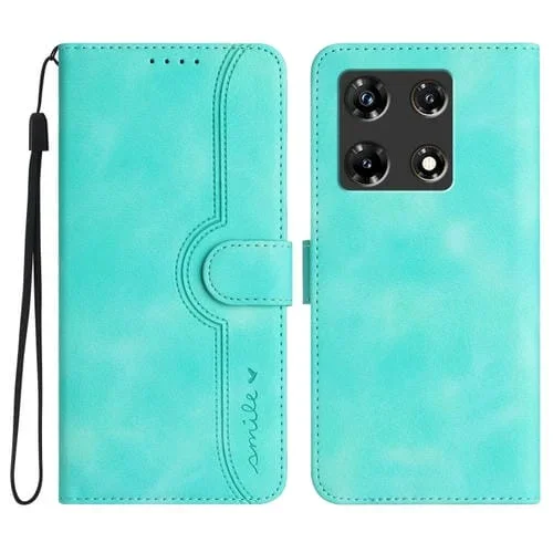 Estuche de Cuero para Infinix Note 30 Pro con Sensación de Piel y Patrón de Corazón (Azul Claro)