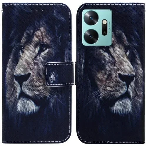 Estuche de Cuero para Infinix Zero 20 X6821 con Tapa y Dibujo Coloreado (León)