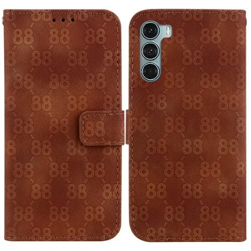 Estuche de Cuero para Motorola Moto G200 5G Edge S30 con Doble Forma de 8 (Marrón)