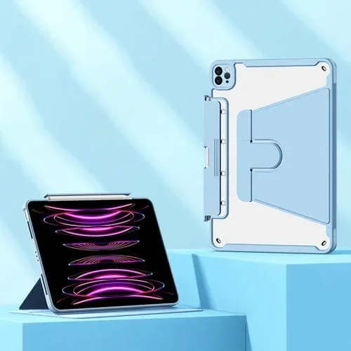 Estuche de Tableta Cuero Giratorio Desmontable iPad Air 2 Air 9.7 (2018) (Azul)