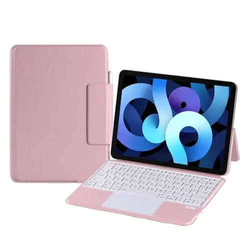 Estuche de Teclado Bluetooth Magnético Delgado Integrado para iPad Air 2022 Air 2020 10.9 Pro 11 2018 2020 2021 2022 (Rosa)