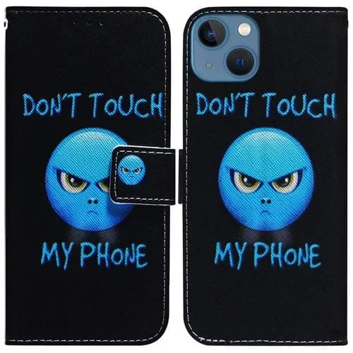 Estuche de Teléfono iPhone 14 Cuero con Tapa Dibujo Coloreado (Ira)