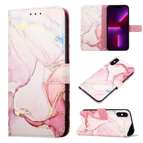Estuche de Teléfono iPhone X Xs Pt003 Cuero con Tapa Patrón Mármol (Ls005)