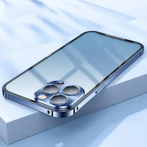 Estuche de Teléfono para iPhone 13 Pro Metal Esmerilado (Azul)