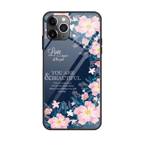 Estuche de Vidrio para iPhone 11 Pro Pintado de Colores Flor