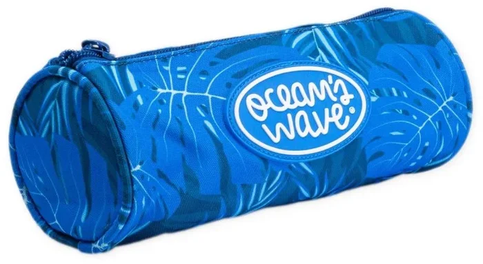 Estuche Escolar Redondo – Blue – Color Azul – 9 x 21 x 8,5 cm – Compartimento con Interior Forrado – Cremallera con Tiradores Ergonómicos Metálicos – Ocean’s Wave
