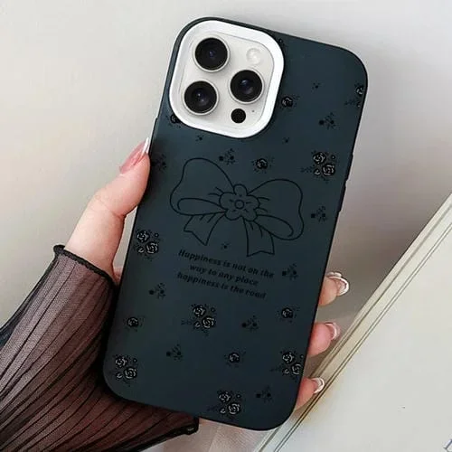 Estuche híbrido para iPhone 11 Pro Max Floral Bow PC y TPU (Negro)