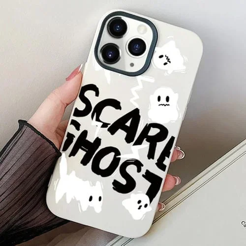 Estuche híbrido para iPhone 11 Pro Scared Ghost PC TPU (Blanco)