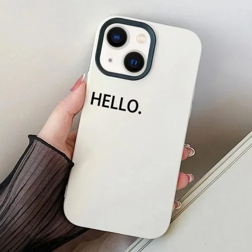 Estuche híbrido para iPhone 14 Plus Hello Word PC y TPU (Blanco)