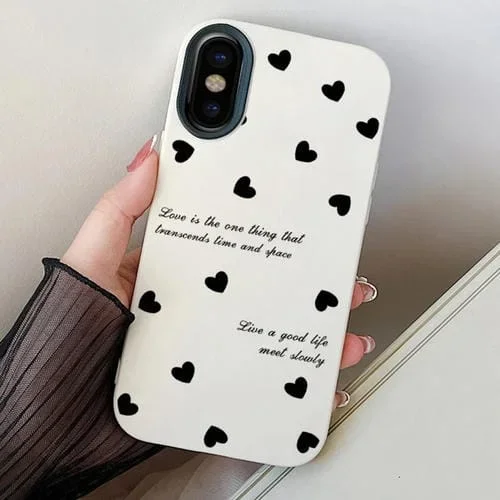Estuche híbrido para iPhone X Xs Love Hearts PC y TPU (Blanco)